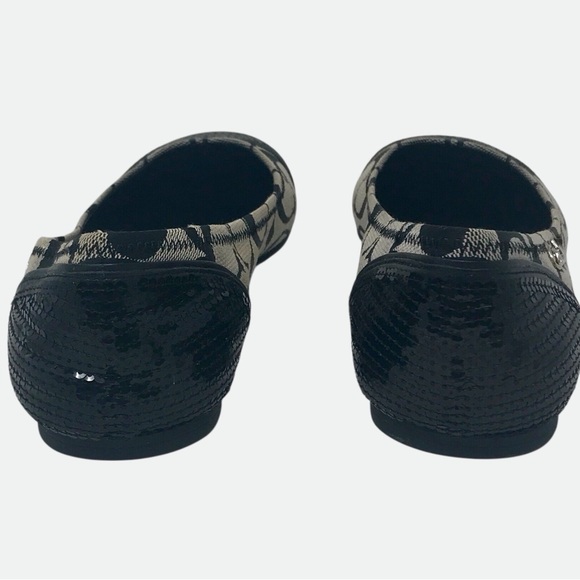 Coach Chelsea Ballet Flats Sequins Black & Grey Canvas Flats with Box 7M - Picture 5 of 11